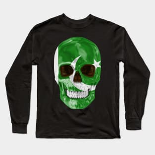 Pakistan Flag Skull - Gift for Pakistani With Roots From Pakistan Long Sleeve T-Shirt